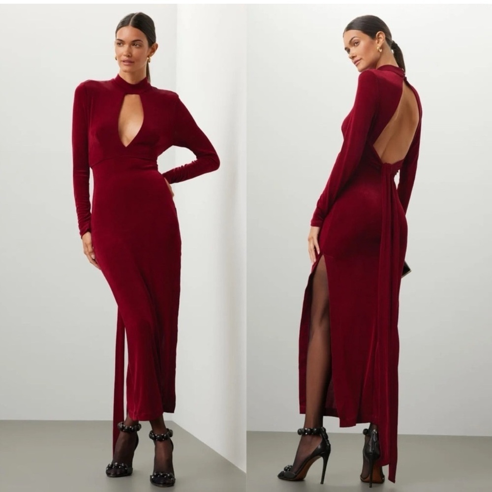 Bardot Maroon Cut Out Gown
